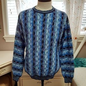 Geometric Pattern Cool Tone Sweater Made in Italy
